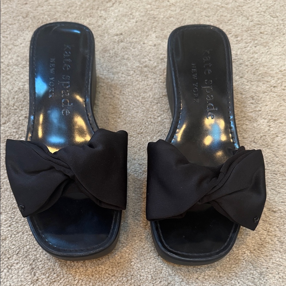 Kate Spade Elegant Black Bow Sandals - new/never worn!